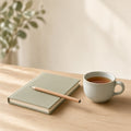 A notebook and tea for a first private lesson