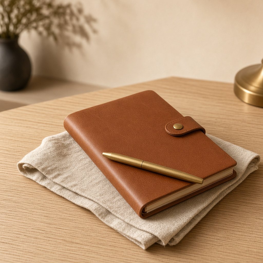 A leather notebook for a full term of coaching
